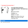 thumbnail image 2 of Front Right Window Regulator - Compatible with 2007 - 2013 GMC Sierra 1500 2008 2009 2010 2011 2012, 2 of 2
