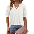 thumbnail image 1 of Women's elegant long sleeve V-neck plain basic tops, 1 of 4