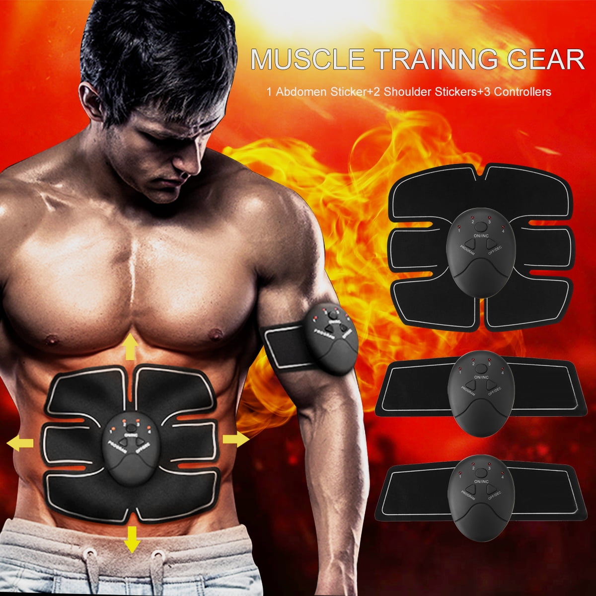 Stimulator Muscle Abdominal Belt Portable Ab Waist Muscle Exerciser Gear Fitness Device for Abdomen Arm Men And Women freneci Abs Trainer