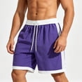 thumbnail image 4 of Mens Color Block Casual Shorts Above Knee Streetwear Lightweight Short Pants 7" Inseam Drawstring Summer Fashion with Side Pockets, 4 of 5