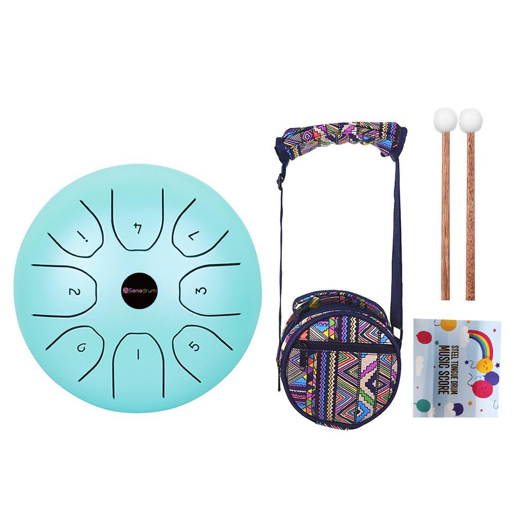 Hluru Steel Tongue Drum 8 Inch Mini Drum Ethereal Rhythm 11 Notes Tone F Tang Drum Percussion Hand Pan Musical Instruments R3W8