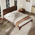 thumbnail image 4 of Harper & Bright Designs Queen Size Bamboo Wood Platform Bed, Queen Simple Bed Frame with Headboard and Wood Slat Metal Support, No Box Spring Needed, for Bedroom, Chocolate, 4 of 6