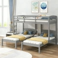 thumbnail image 2 of Wood Twin over Twin & Twin Triple Bunk Bed with Built-In Nightstand, 3 Bed Bunk Bed(Gray), 2 of 9