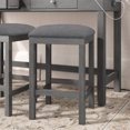 thumbnail image 2 of 4 pcs Set Counter Height Table and Padded Stools, Retro Style Dining/Breakfast Table with 2 Drawers and Built-in Charging, 3 Upholstered Pad Bar Stools with Pedal for Kitchen, Dining,Bar, Cafes, Gray, 2 of 9