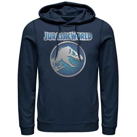 Men's Jurassic World Circle Logo  Pull Over Hoodie Navy Blue Medium
