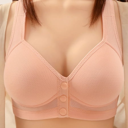 Bras for Women No Underwire Plus Size Women s Sexy Middle Aged and Elderly Comfortable Soft Thin Printed Underwear Large Size Underwear Bra Adjustable Shoulder Straps Savings Up to 30% off Pink