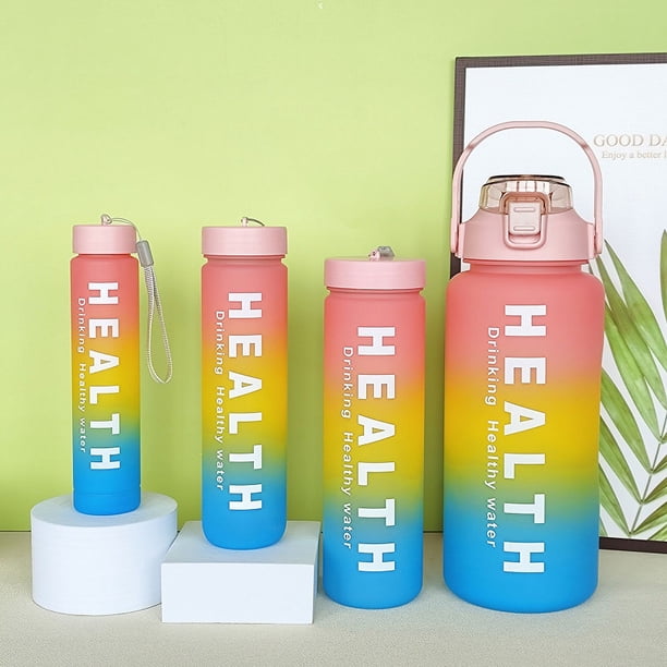 Juego de 4 Botella de Agua motivacional de color degradado 3300ml + 1500ml + 700ml + 300ml Portátil al aire libre