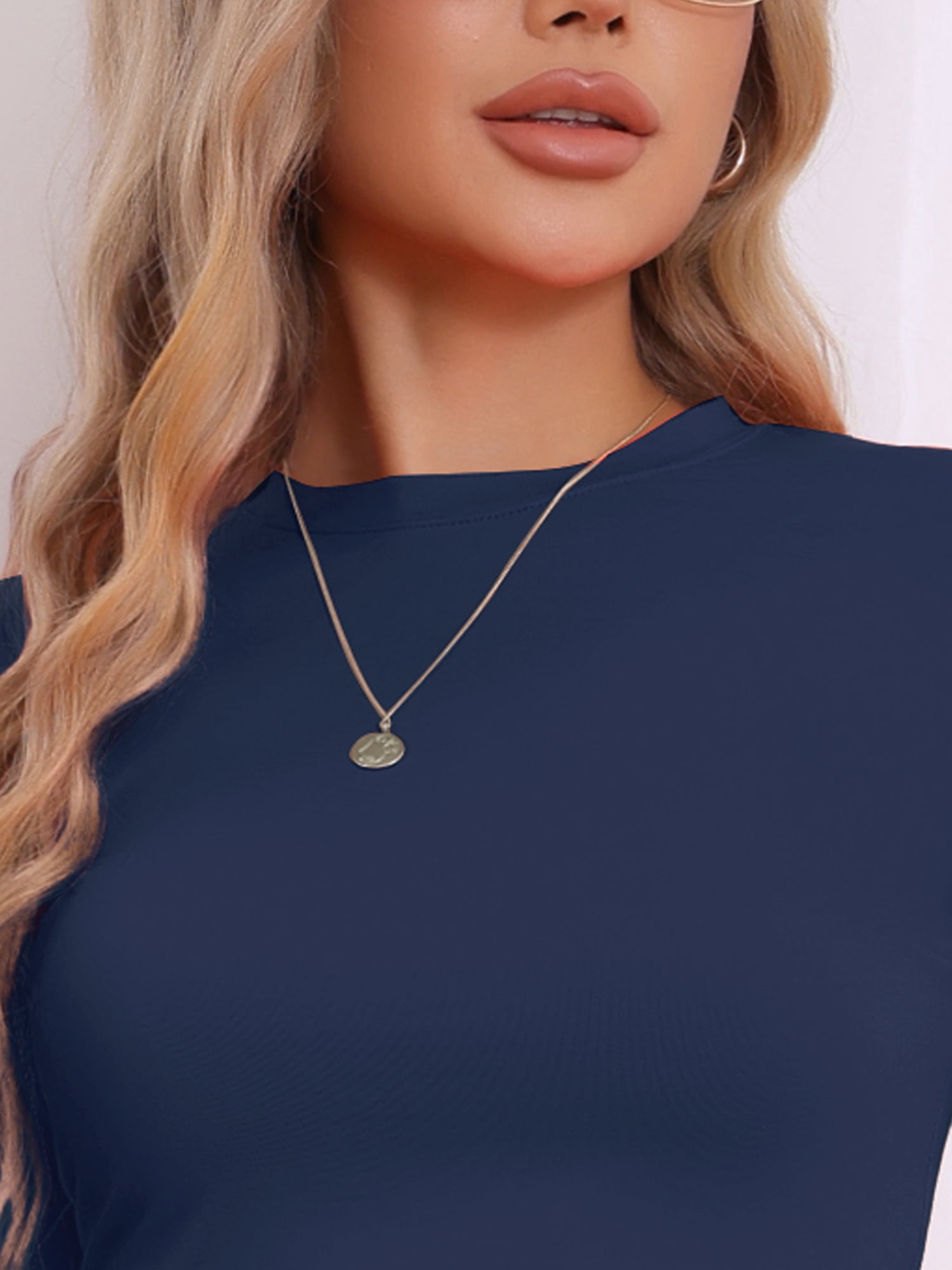 DARING DIVA Women's Crop Top and Flare Pants Lounge Sets L Deep Blue