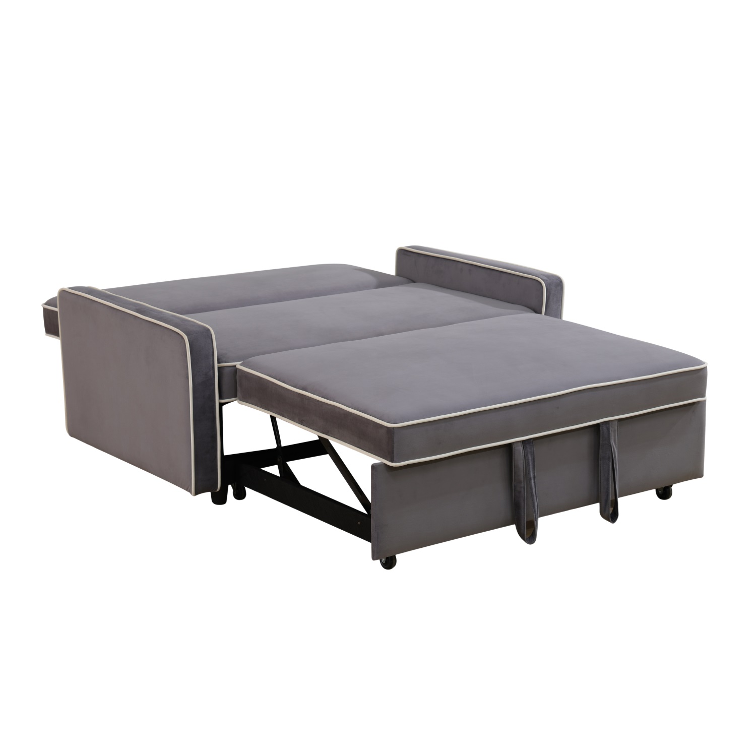 Hommoo Sofa,Modern Flannel 1-Piece Living Room Sofabed,Home Furniture Sofabed with Armrest,Light Gray