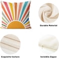 thumbnail image 7 of Summer Pillow Covers 18x18 Set of 2 Colorful Stripes Yellow Sunshine Decorations Outdoor Throw Pillows Boho Rainbow Sun Pillowcase Linen Decor Modern Farmhouse Cushion Case for Home Bedroom, 7 of 7