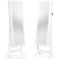 thumbnail image 2 of Giantex Jewelry Cabinet Armoire, Large Storage Lockable Organizer with Frameless Free Standing Dressing Mirror(White), 2 of 8