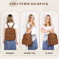 thumbnail image 4 of RAINSMORE Backpack Purse for Women PU Leather Backpack for Work Office Small Fashion Daypack for College Travel,Brown, 4 of 8