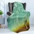 thumbnail image 4 of Music Soft Flannel Fleece Blanket, Old Aged Worn Single Trumpet Stands Alone Against a Faded Wall Jazz Theme Photo, Cozy Plush for Indoor and Outdoor Use, 60" x 80", Sea Green Brown, by Ambesonne, 4 of 5