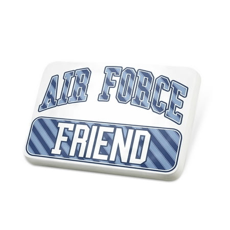 Porcelein Pin Air Force Friend, Blue stripes Lapel Badge –