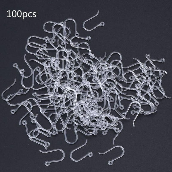 Techinal 100Pcs Clear Non-Allergenic Plastic Ear Wire Hooks Earring Findings DIY Jewelry