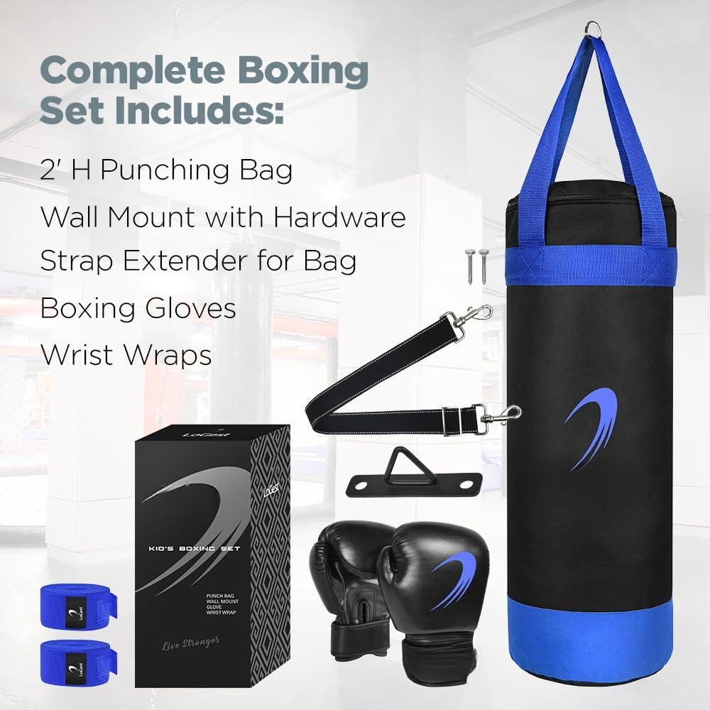 Punching Bag For Boxing Set - Suitable Bags 3-8 Years Of Gloves & Hand Wraps Included Mma Kickboxing Muay Thai Karate