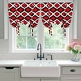 thumbnail image 5 of Tie Up Curtains for Windows Moroccan Pattern Valance Adjustable Balloon Curtain Black Red Geometric Trellis Tie Up Shades for Kitchen Living Room Bedroom Privacy Curtain Drape 34x45 Inch, 5 of 9