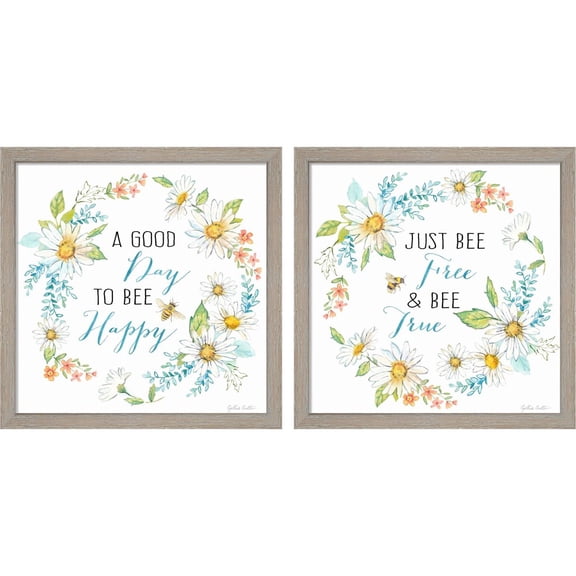 Great Art Now Daisy Days by Cynthia Coulter, 2 Piece Framed Art Set Each 13"W x 13"H