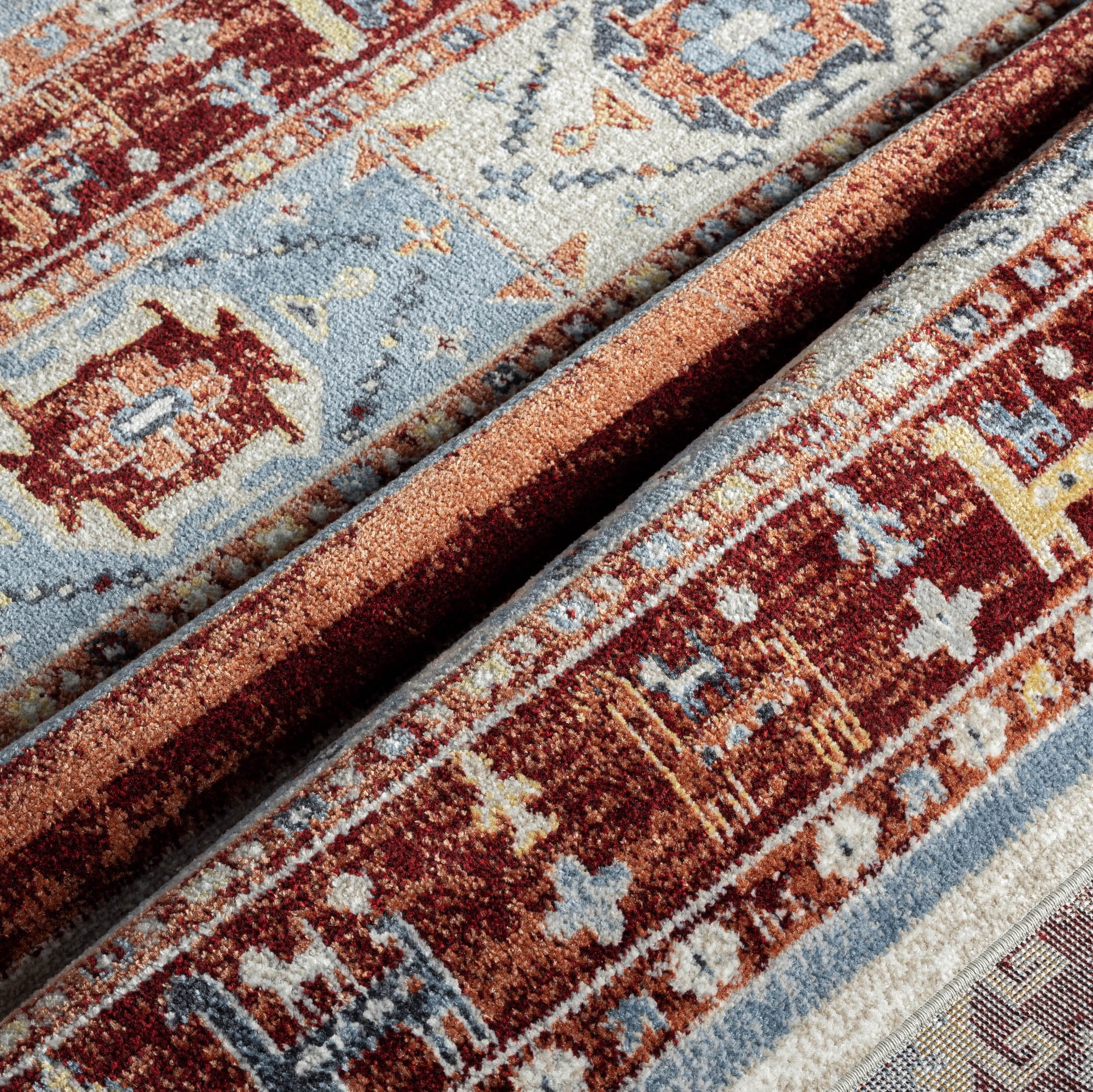 Everwash™ Treasure Heris Southwest Geometric Machine Washable Area Rug, Red/Blue, 6'6"x9'2"