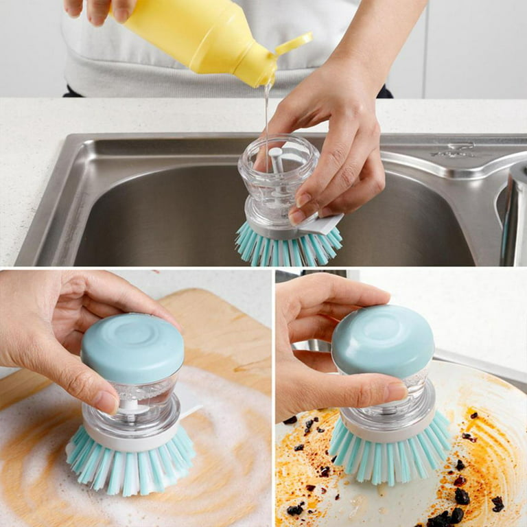 Tohuu Dish Brush with Soap Dispenser Soap Dispensing Palm Brush Small Dish  Brush with Soap Dispenser for Dishes Pot Pan Kitchen Sink Scrubbing honest  