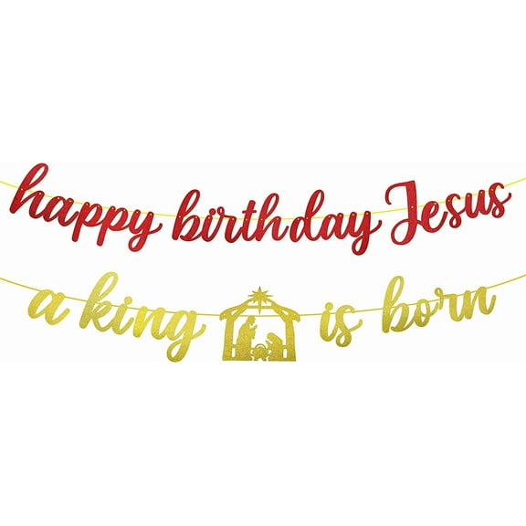 Happy Birthday Jesus Banner A King is Born Banner Decorations, Christian Christmas Jesus Birthday Party Decorations, Christmas Jesus Decorations, Christmas Holiday Decorations
