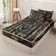 thumbnail image 2 of Castle Fairy Camo Flag Deer Zipper Twin Comforter Sets with Fitted Sheet and 2 Pillowcases,Oak Vine Distressed Stars Zipper Bedding Set,Olive Black Brown,Black Reversible,4-Piece, 2 of 6