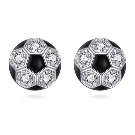 Sports Stud Earrings 925 Sterling Silver Football Earrings Cubic Zirconia Soccer Jewelry Gifts for Women