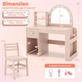 thumbnail image 3 of Gymax Kids Vanity Desk w/ Lights Open Bookshelf Storage Drawer Compartment & Shelves Pink, 3 of 9
