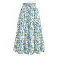 thumbnail image 5 of Floral Midi Skirt for Women Summer Comfy Tiered Elastic High Waisted Skirts Vacation A-Line Flowy Swing Long Skirts Light Blue M, 5 of 6