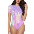 thumbnail image 1 of Fotbe Purple Sparkling Butterfly Body de Mujer con Cuello Redondo y Mangas Cortas, Sin Mangas Ajustado, Suave, Cómodo y Básico-Medium, 1 of 7
