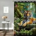 thumbnail image 2 of BCIIG Tiger Rock Jungle Bathroom Decor Set with Hooks, Colorful Luxurious Graphic Print Polyester Fabric Shower Curtain, Waterproof and Easy to Install 36x72, 2 of 7