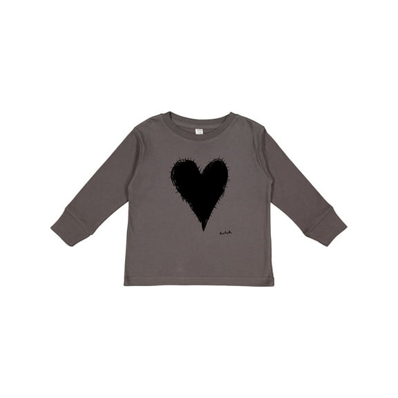 Inktastic Stitched Black Heart Boys or Girls Long Sleeve Toddler T-Shirt