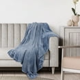 thumbnail image 4 of PiccoCasa Soft Microfiber Plush Flannel Blanket Luxury Bed Blanket, Smoked Blue Throw (50"x60"), 4 of 6