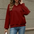 thumbnail image 6 of Jalioing V Neck Sweatshirts for Women Loose Basic Long Sleeve Pullover Tops Solid Color Fall Winter Casual Shirts, 6 of 8