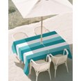 thumbnail image 2 of Outdoor Tablecloth with Umbrella Hole, Aqua Teal White Striped Spillproof Waterproof Outdoor Table Cover, Farmhouse Stripes Patio Tablecloths for Party Picnic Camping, Rectangle 60"x102", 2 of 9
