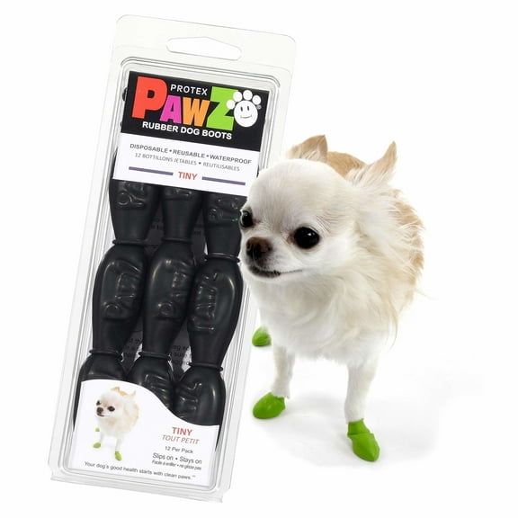 PawZ Rubber Dog Boots and Paw Protectors 12pk x2, Medium Black Dog Booties