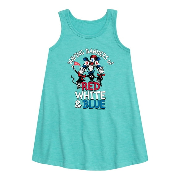 Dr. Seuss - Wavings Banners of Red, White and Blue - Toddler and Youth Girls A-line Dress