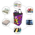 thumbnail image 3 of DouZhe 50L Rectangular Laundry Basket, Doodle Skull Flowers Prints Waterproof Foldable Laundry Hamper with Aluminum Handles, 3 of 6