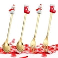 thumbnail image 7 of TERGAYEE Christmas Spoon Fork Set with Gift Box,Gold Stainless Steel Dessert Spoon Fork Tea Spoon with Christmas Pendant for Xmas Party Tableware Decor, 7 of 7