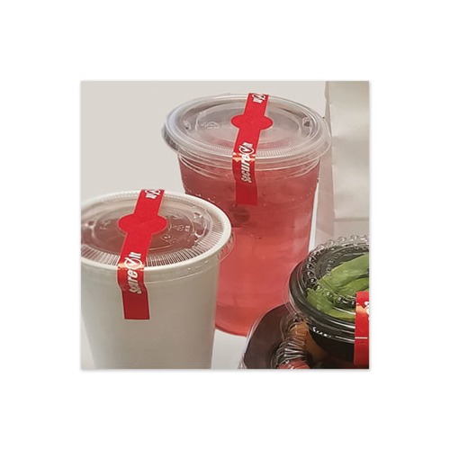 SecureIT Tamper Evident Drink Lid Seal "Secure It", 1 x 7, Red, 250