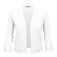 thumbnail image 2 of YEMAK Women's Classic 3/4 Sleeve Open Front Cropped Bolero Cardigan MK3558 (S-XL)-WHITE-L, 2 of 7