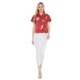 thumbnail image 4 of Women's Hawaiian Lady Aloha Shirt in Christmas Santa in Hawaii Red 2XL, 4 of 5