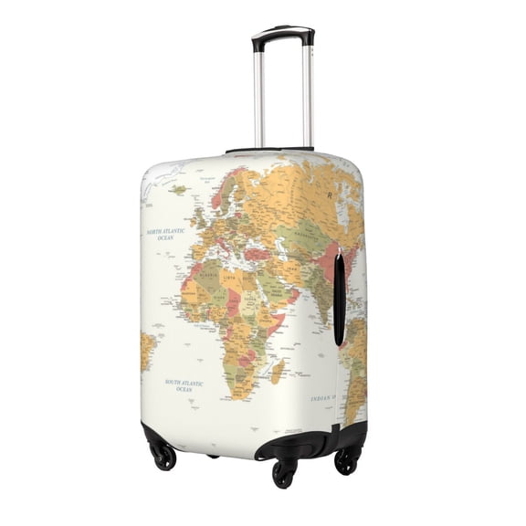 Gukieu World Map 1 Print Suitcase Protective Cover, Elastic Zipper Buckle Suitcase Protective Cover, Suitable for Travel, Business Trip-Small