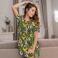 thumbnail image 3 of Honeii Cactus 4 Print Women's Loose Short Sleeve Nightgown, Soft Cotton Sleepwear, Comfy Loose Fit Pajama Dress for Sleep and Lounge, 3 of 6
