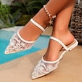 thumbnail image 6 of Samdudou Dressy Flats for Women Elegant Pointed Closed Toe Slingback Shoes Sheer Mesh Rhinestone Embellished Slides Wedding Evening Party Bridal Footwear Style, 6 of 9