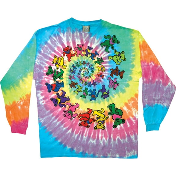 Grateful Dead Men's Spiral Bears Tie Dye Long Sleeve X-Large Multi