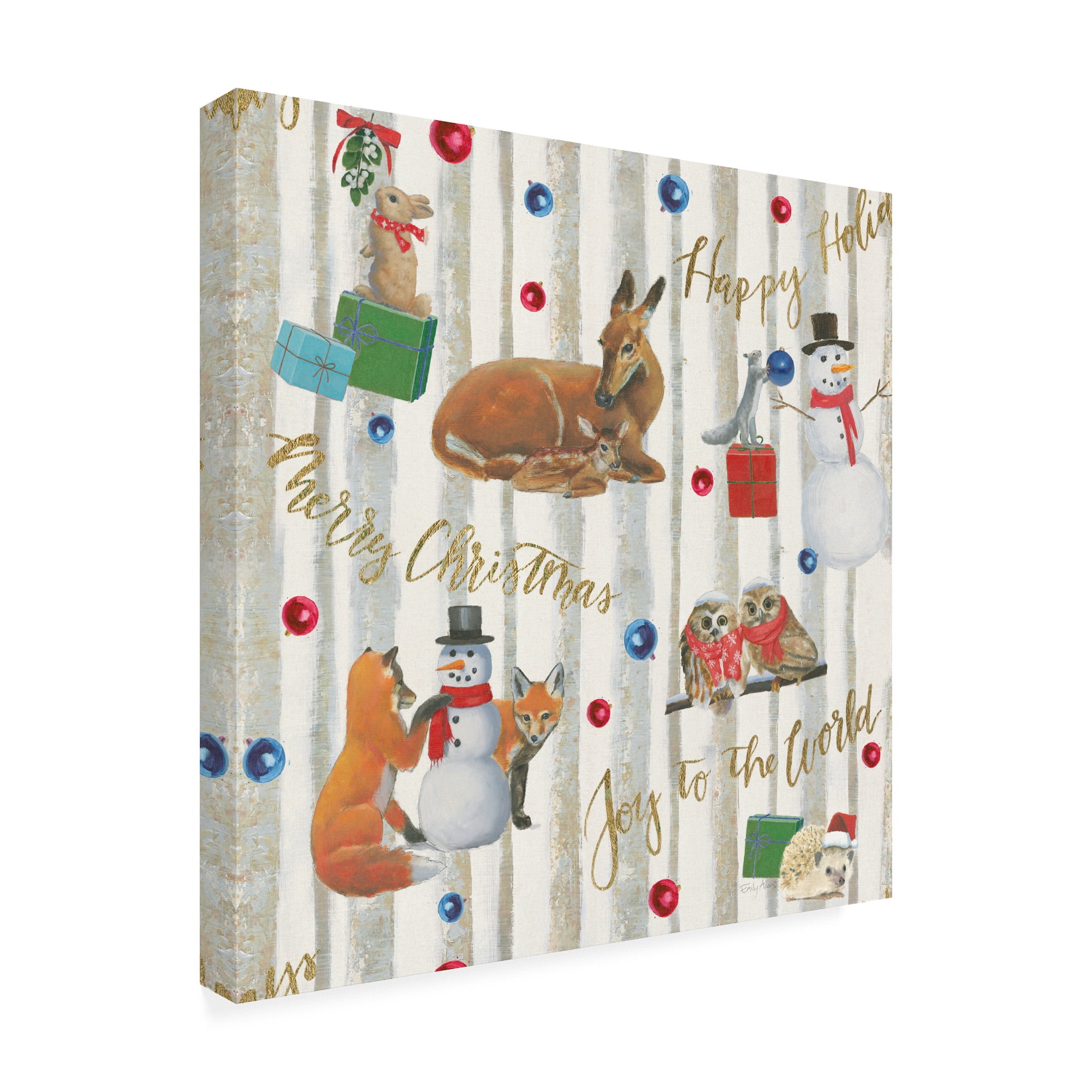 Trademark Fine Art 'Christmas Critters Bright Pattern IVB' Canvas Art by Emily Adams