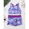 thumbnail image 4 of iiniim Girls' Kids 2-Piece Active Set Dance Sport Outfits Racer Back Top and Booty Short Gymnastics Dancing Clothes, 4 of 7