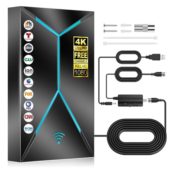 2026 Upgraded TV Antenna, 3500 Miles Long Range Indoor Outdoor HDTV Antenna with Amplifier Signal Booster, 26FT Coaxial Cable, Supports 4K 8K 1080p Digital Reception for Smart & Older TVs