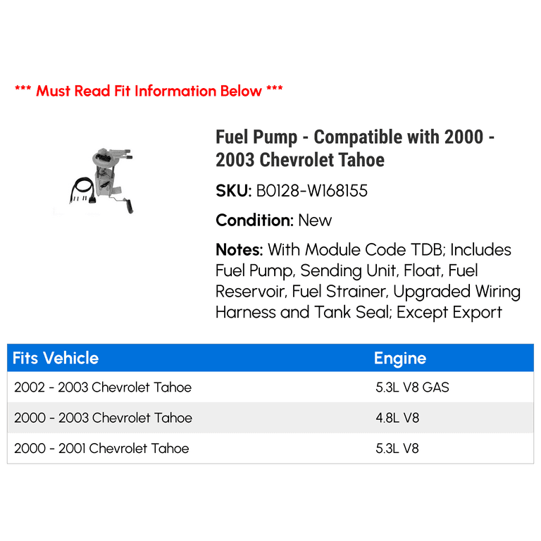 2003 Chevy Tahoe Fuel